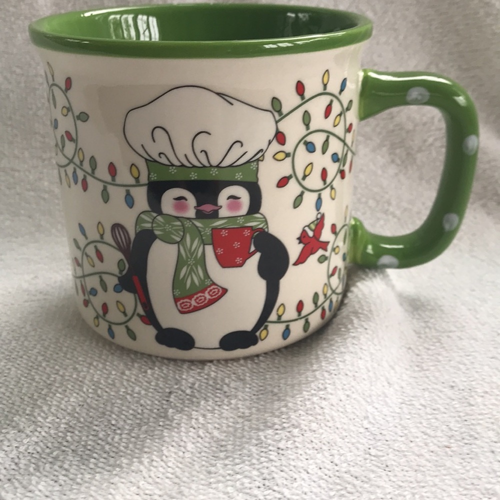 Temptations Tara Winter Whimsy Chef Penguin Coffee Mug Christmas Holiday 16 oz